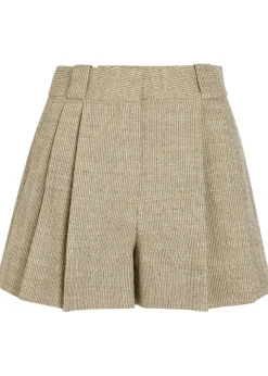 Selle pleated cotton-blend shorts