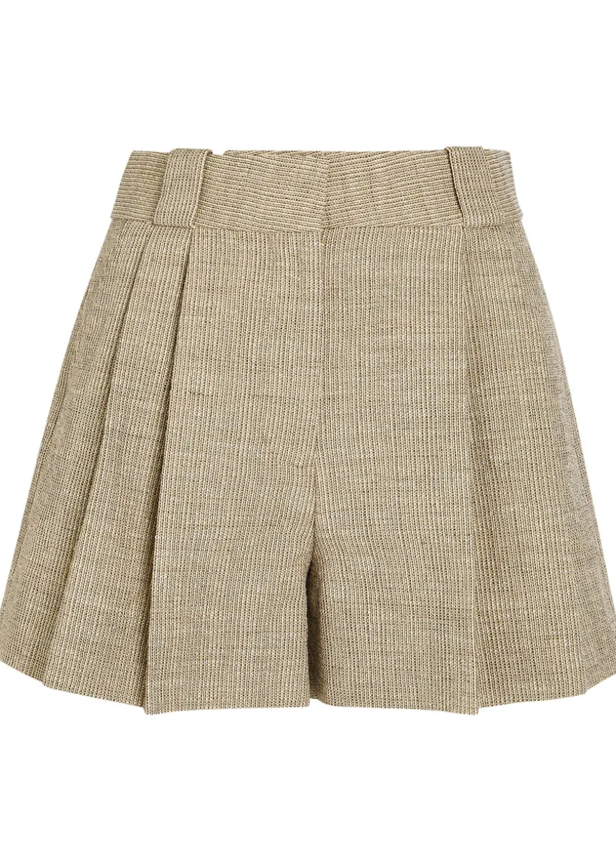 Selle pleated cotton-blend shorts