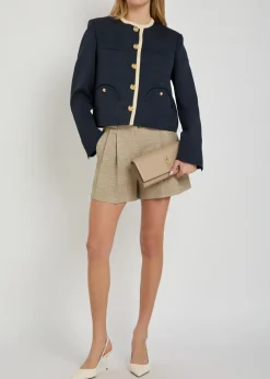 Selle pleated cotton-blend shorts