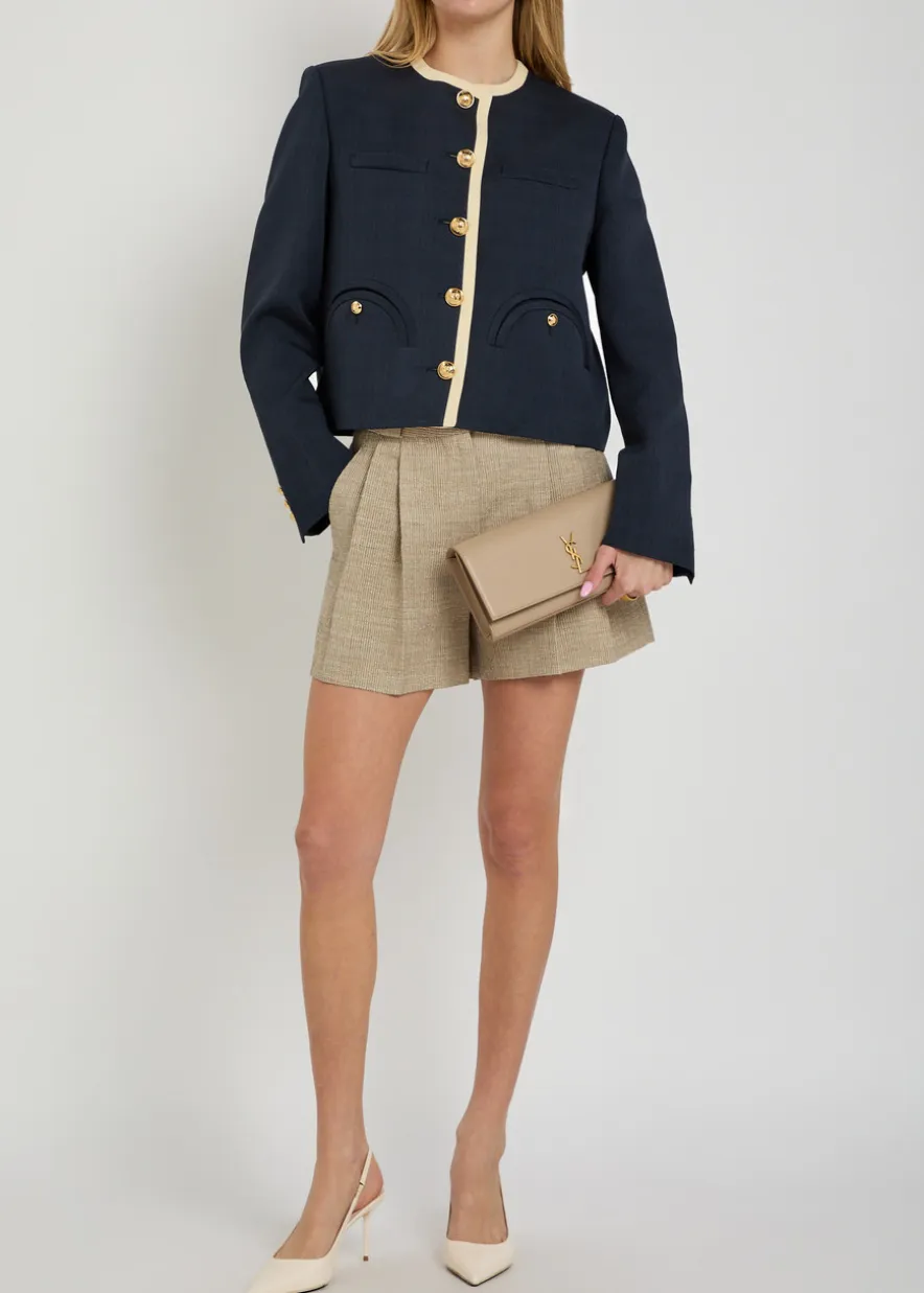 Selle pleated cotton-blend shorts