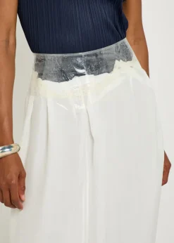 Sellotape-effect silk midi skirt