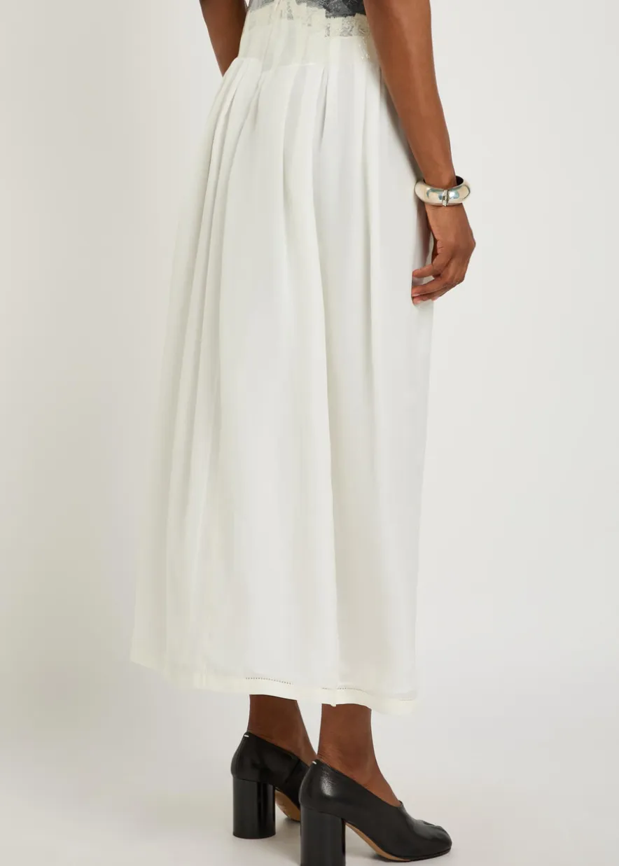 Sellotape-effect silk midi skirt
