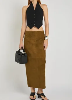 Selly suede midi skirt