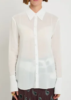 Semi-sheer crepe-georgette shirt