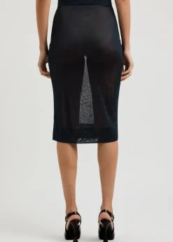 Semi-sheer knitted midi skirt
