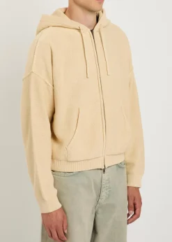 Senna logo hooded zip-through cotton-knit jumper