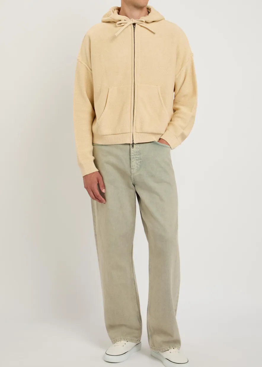 Senna logo hooded zip-through cotton-knit jumper