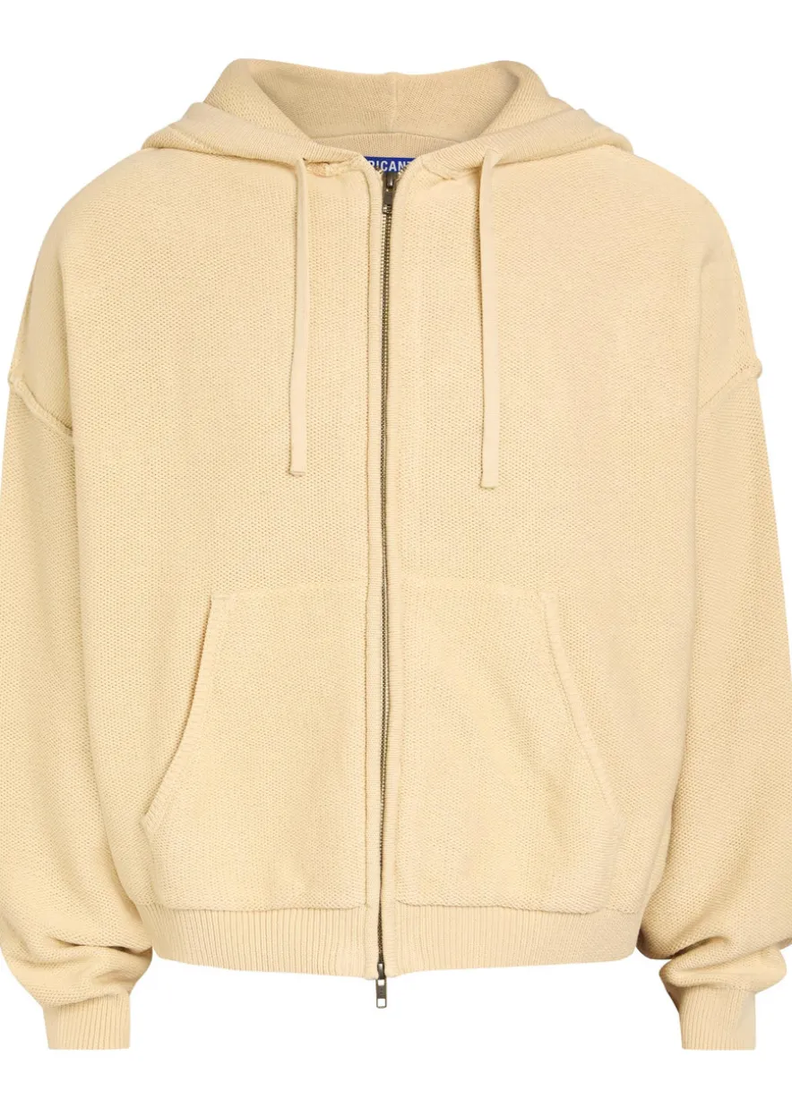 Senna logo hooded zip-through cotton-knit jumper