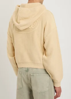 Senna logo hooded zip-through cotton-knit jumper