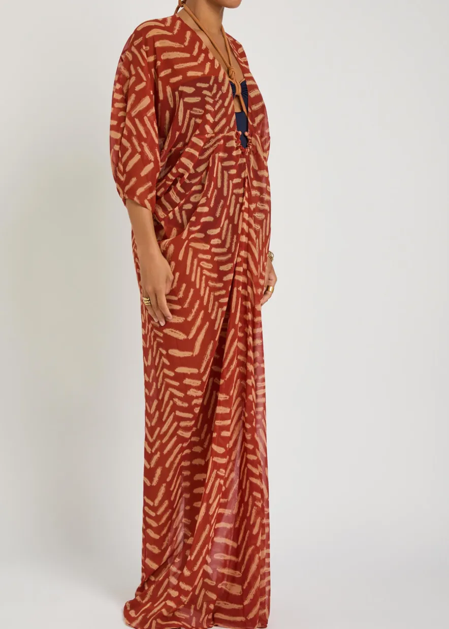 Sensory Tapestry patterned georgette maxi kaftan dress