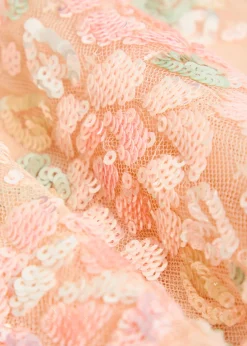 Sequin Bouquet embellished cape-effect tulle gown