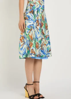 Sequin-embellished floral midi skirt