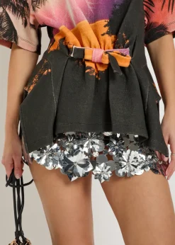 Sequin-embellished linked metal mini skirt
