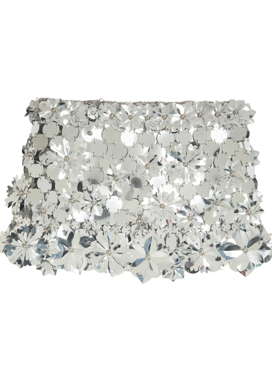 Sequin-embellished linked metal mini skirt