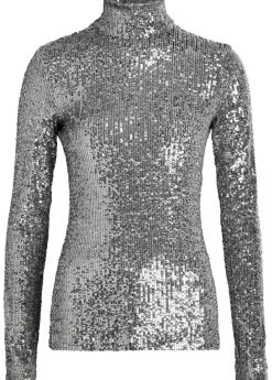 Sequin-embellished mesh top