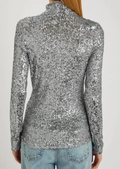 Sequin-embellished mesh top