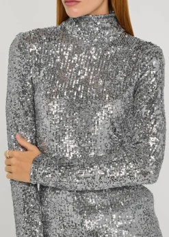 Sequin-embellished mesh top