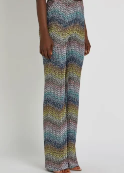 Sequin-embellished metallic-knit trousers