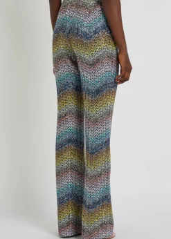 Sequin-embellished metallic-knit trousers