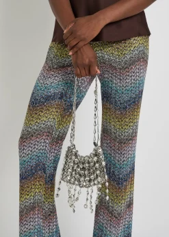 Sequin-embellished metallic-knit trousers