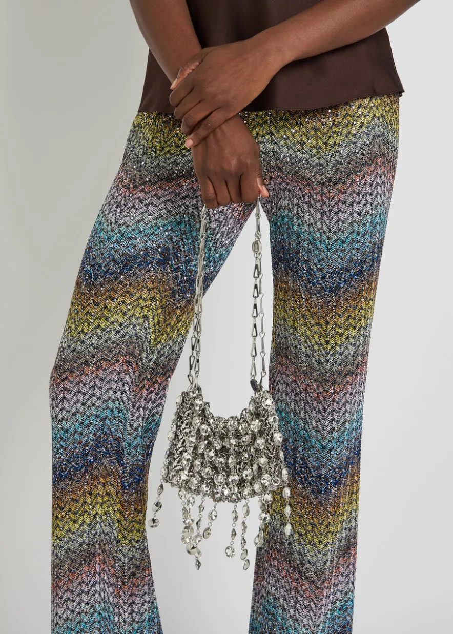 Sequin-embellished metallic-knit trousers