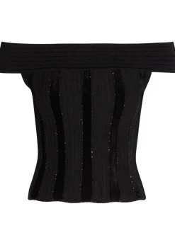 Sequin-embellished stretch-knit top