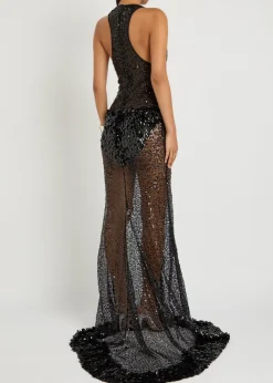 Sequin-embellished tulle gown