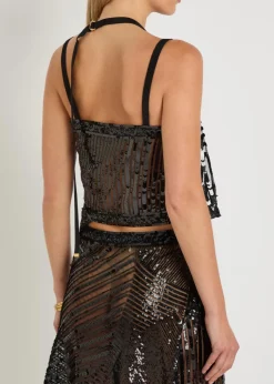 Sequin-embellished tulle top