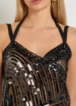 Sequin-embellished tulle top