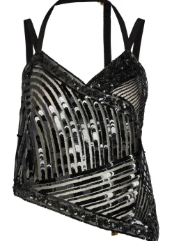 Sequin-embellished tulle top