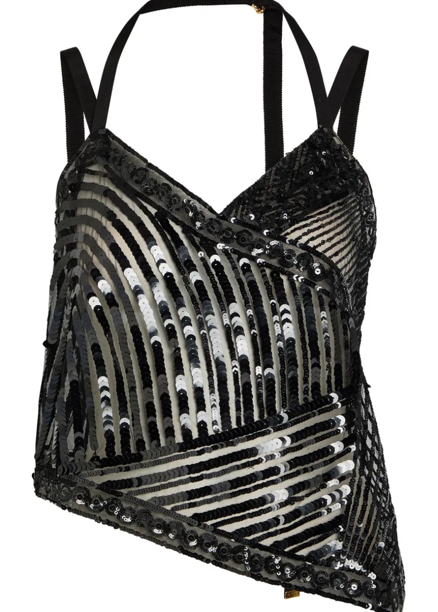 Sequin-embellished tulle top