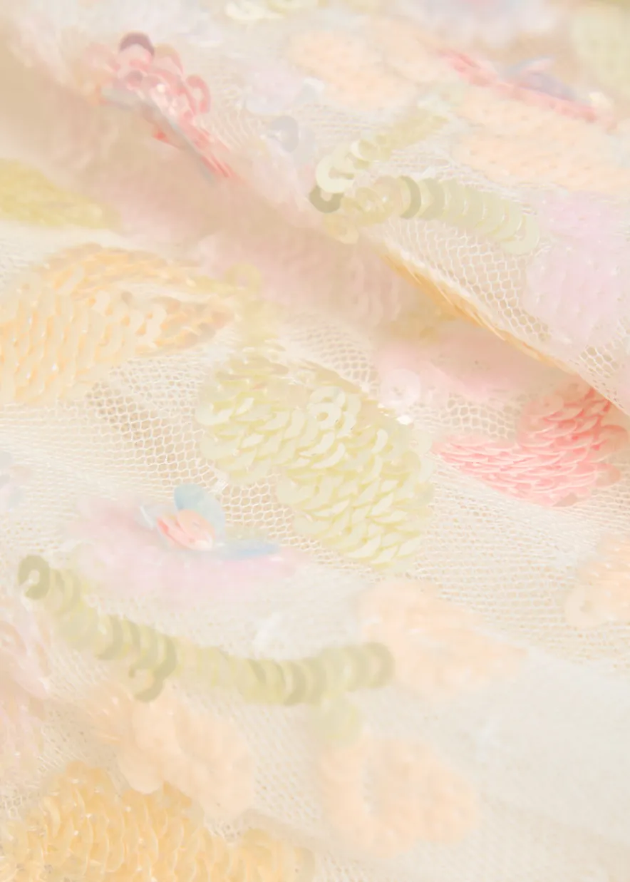 Sequin Paradise floral-embellished tulle gown