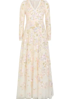 Sequin Paradise floral-embellished tulle gown