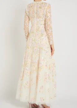 Sequin Paradise floral-embellished tulle gown