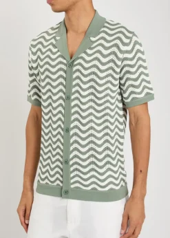 Serenita wavy textured crochet shirt