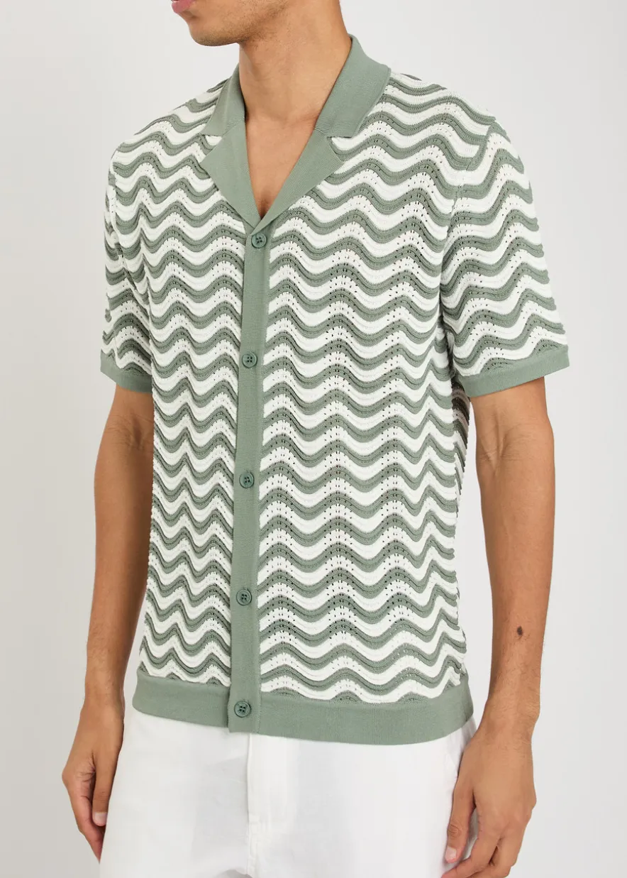 Serenita wavy textured crochet shirt