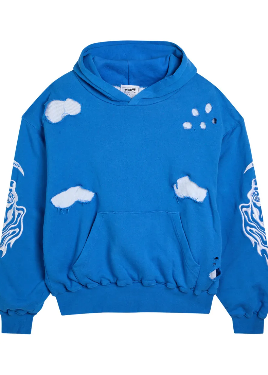 Serenity Reaper distressed detailed hooded cotton sweatshirt