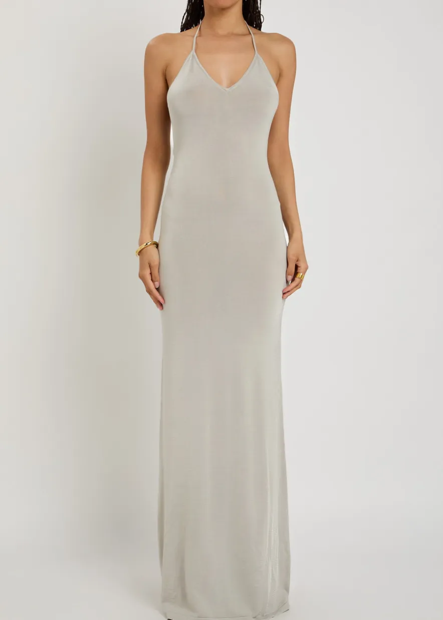 Sereno halterneck knit maxi dress