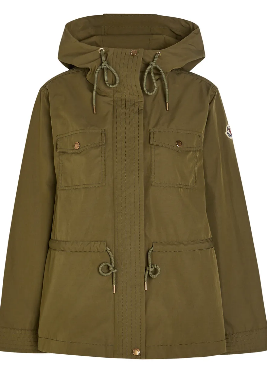 Serin hooded drawstring waxed poplin parka jacket
