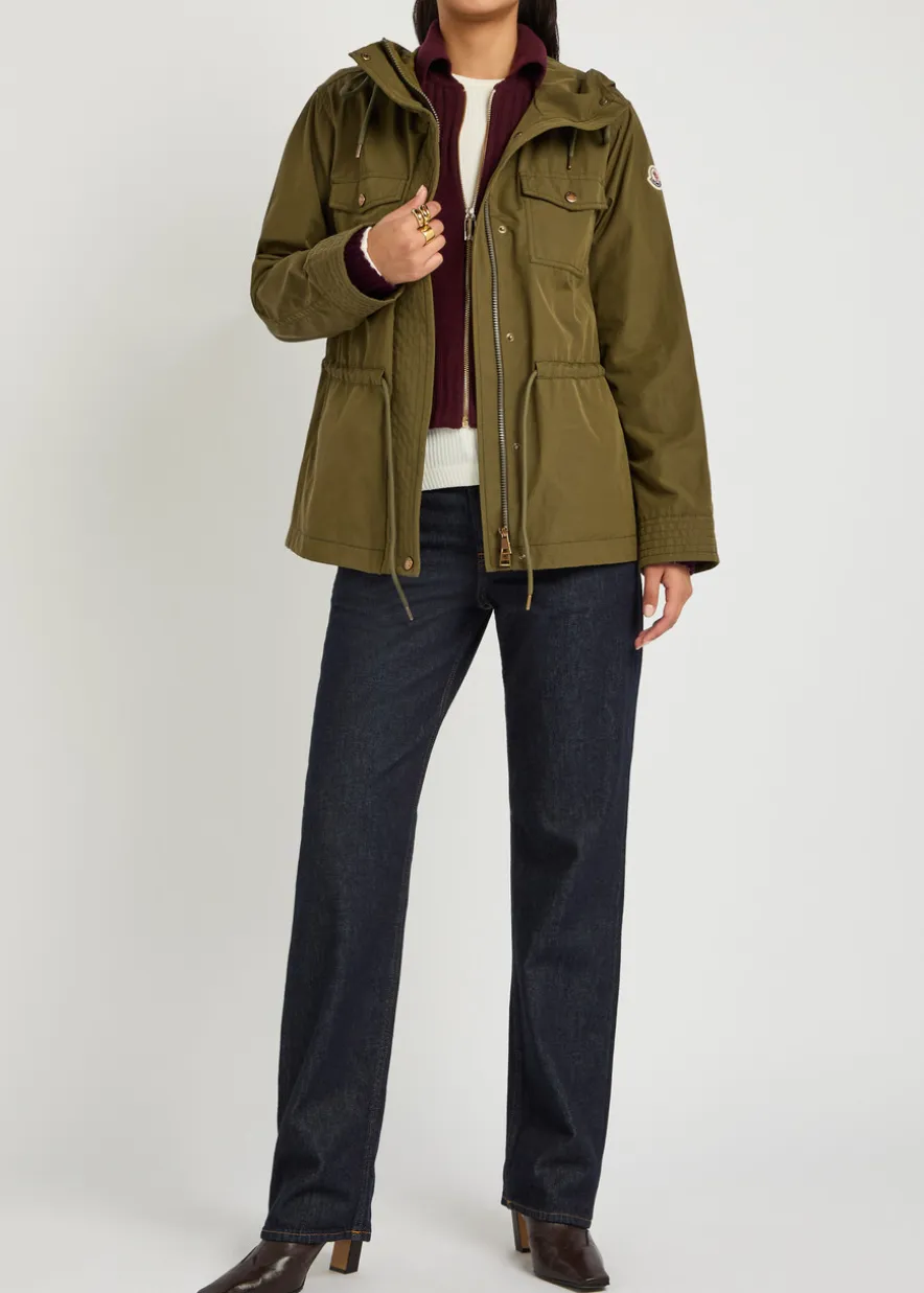 Serin hooded drawstring waxed poplin parka jacket