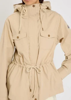 Serin hooded drawstring waxed poplin parka jacket