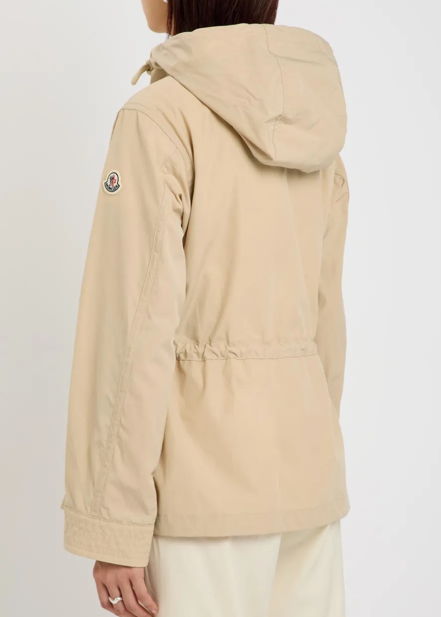 Serin hooded drawstring waxed poplin parka jacket