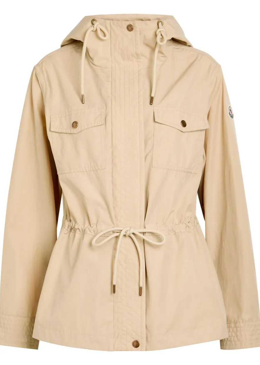 Serin hooded drawstring waxed poplin parka jacket