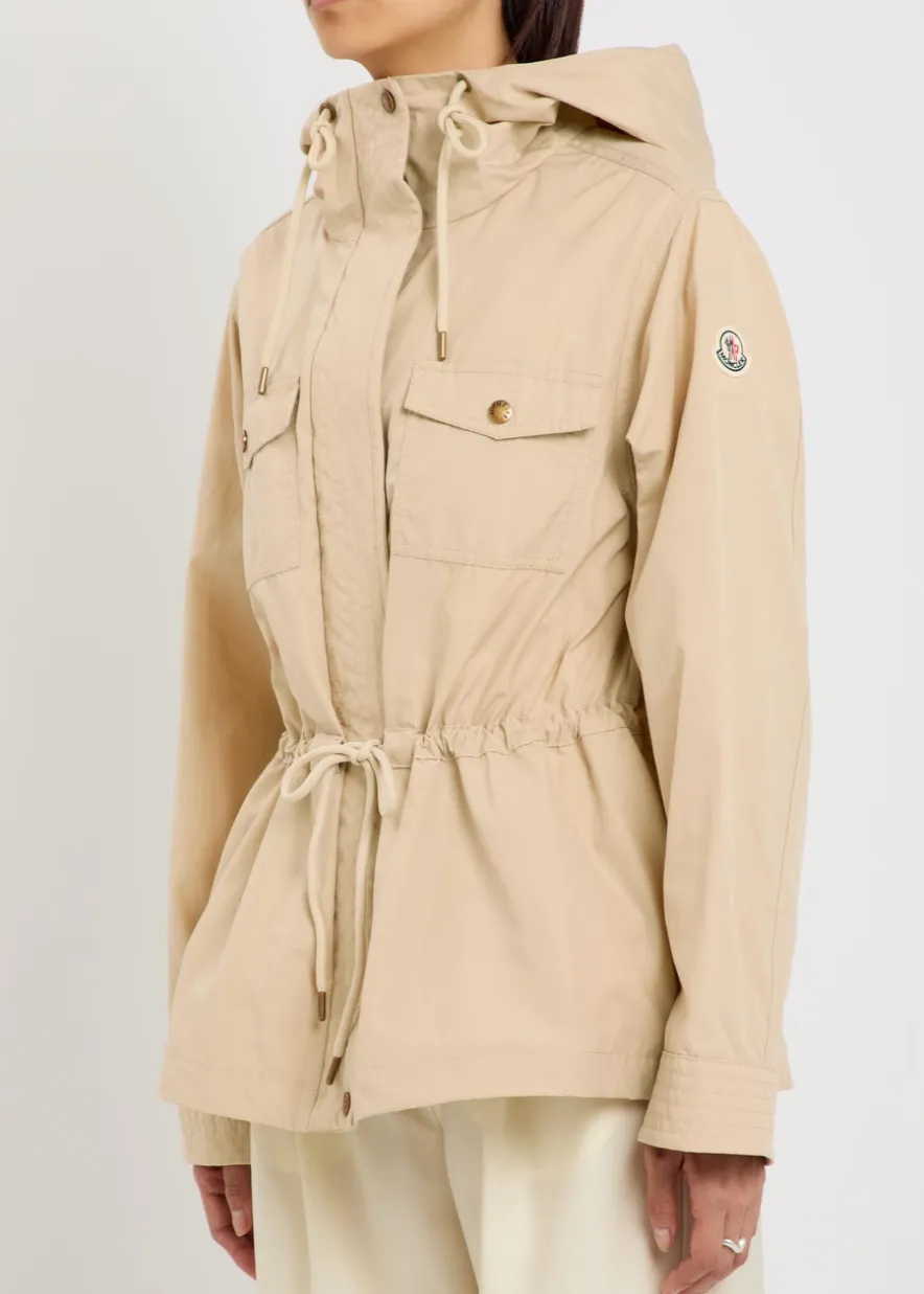Serin hooded drawstring waxed poplin parka jacket