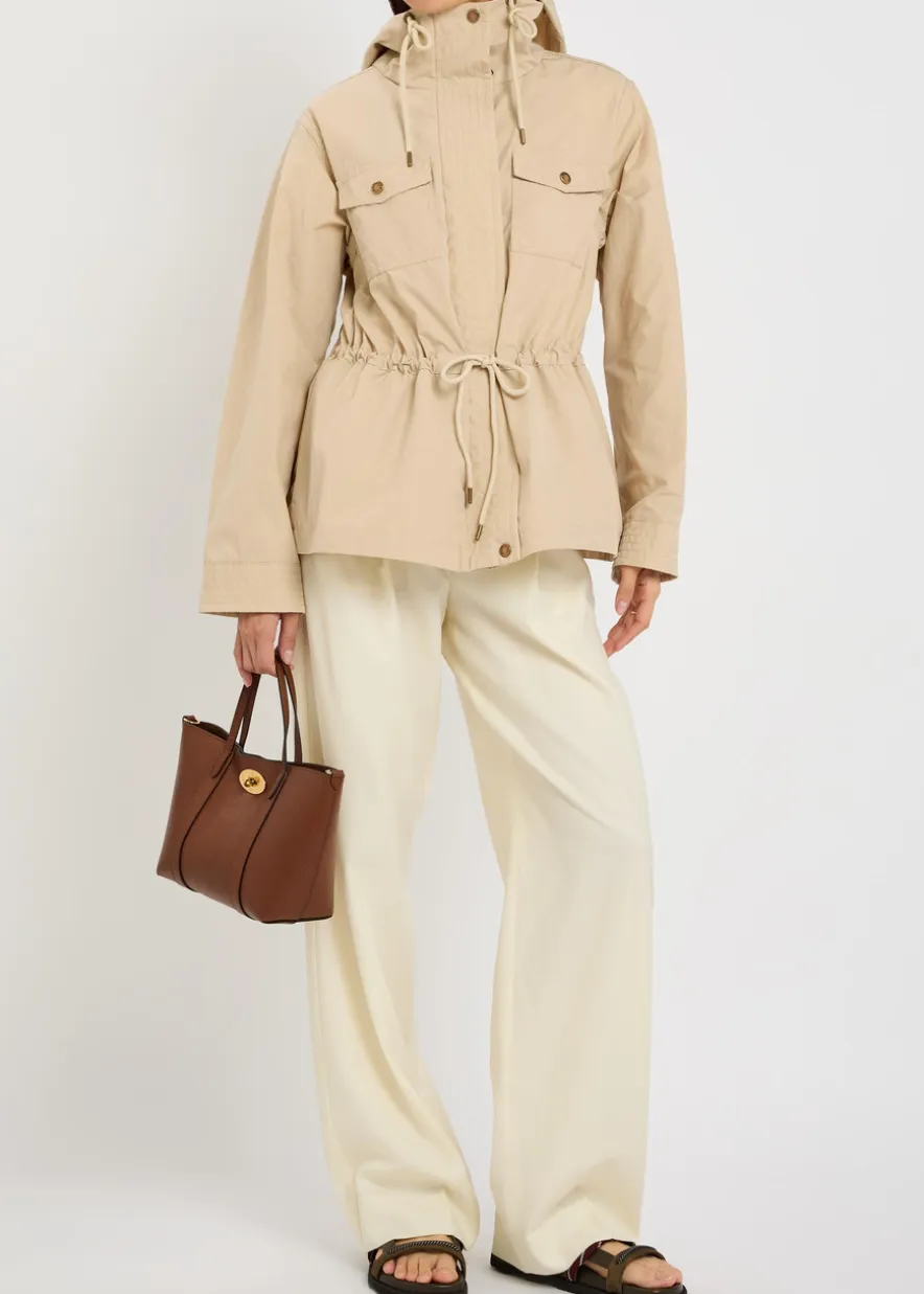 Serin hooded drawstring waxed poplin parka jacket