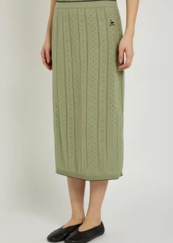 Serra pointelle-knit cotton midi skirt