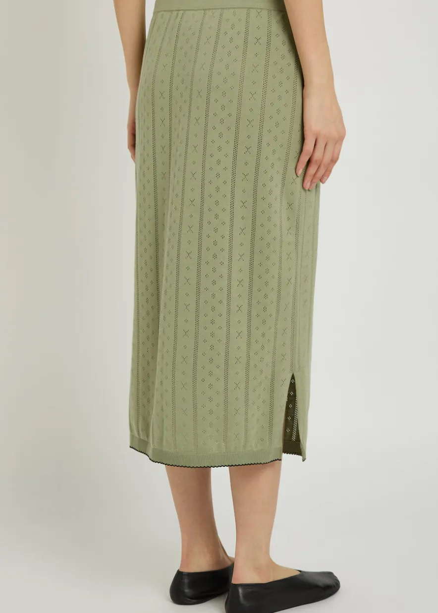 Serra pointelle-knit cotton midi skirt
