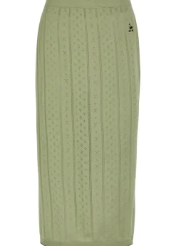 Serra pointelle-knit cotton midi skirt