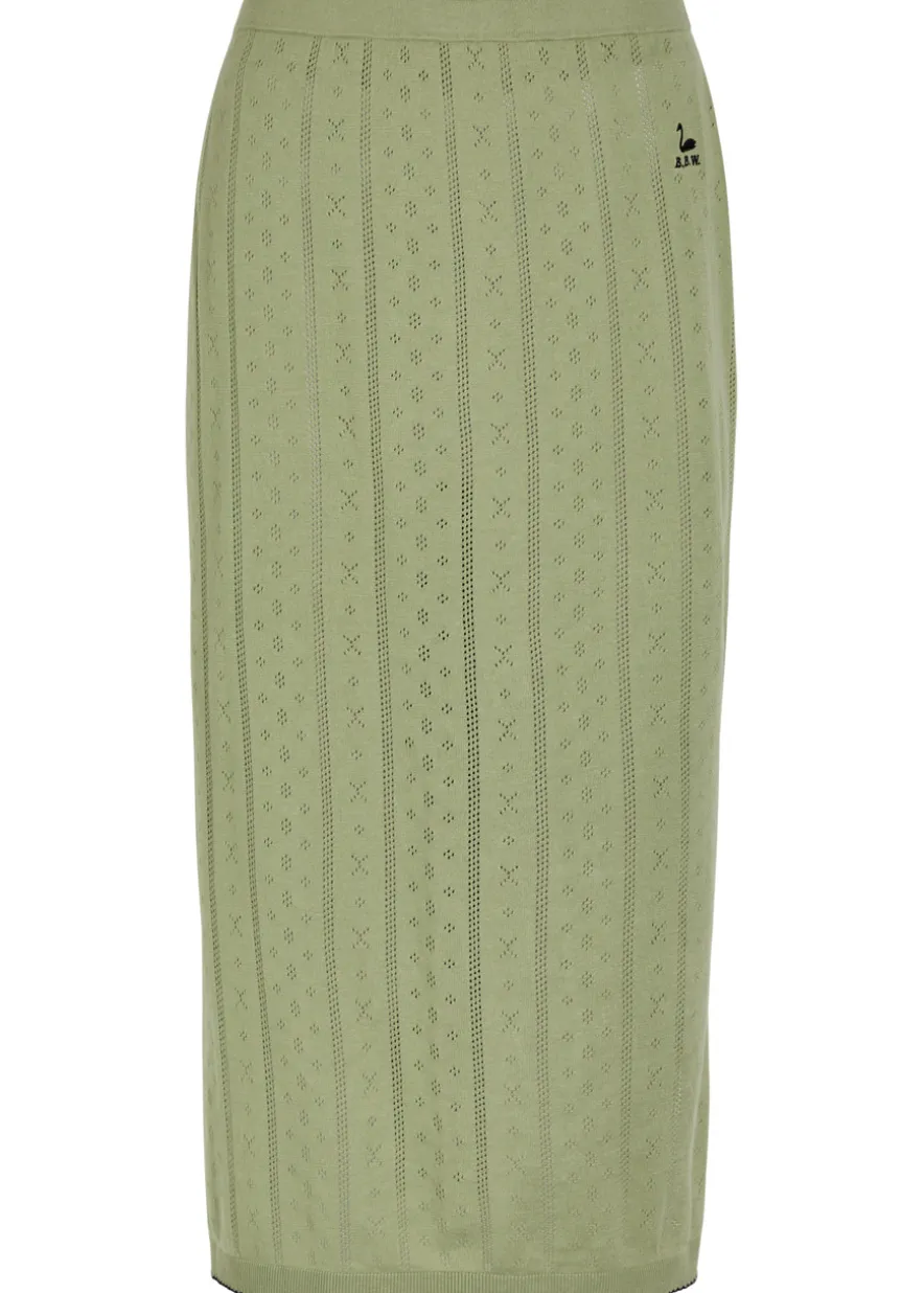 Serra pointelle-knit cotton midi skirt