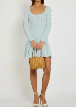 Seychelle bow-appliquéd pointelle-knit mini dress